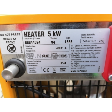 Heater 5KW Inelco elektrický ohrievač s ventilátorom profesionálny