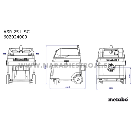 ASR 25 L SC Metabo univerzálny vysávač s elektromagnetickým oklepom