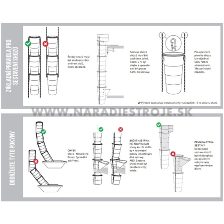Gumený sklz na stavebnú suť s kovovou hornou násypkou Rubi - KANGURO 88811