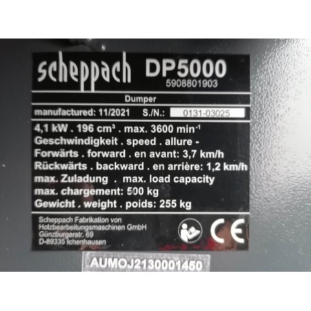 DP 5000 Scheppach motorový pásový prepravník 500 kg s hydraulickou korbou