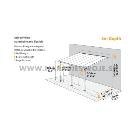 Sierra 4200 Palram 3 x 4,25m hliníková (montovaná) pergola šedá