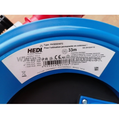 Professional Plus 320 HEDI 33 m predlžovací kábel na bubne 380 V, IP 44
