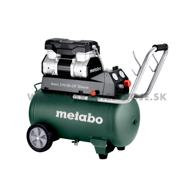 Basic 270-50 OF Silent Metabo bezolejový dvojvalcový kompresor