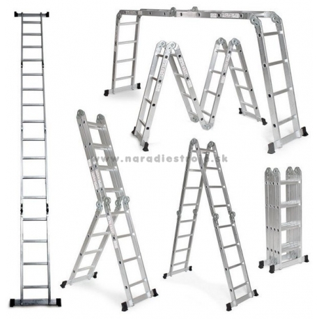 4 x 4 Higher kĺbový hliníkový rebrík +  pracovná plošina